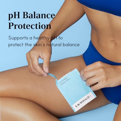 LACTOMEDI pH-balanced feminine wipes packaging details and benefits