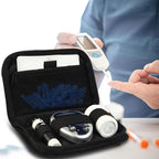 GENCAM portable glucose monitor sleeve showing its palm sized lightweight dimensions for travel