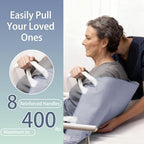 Caregiver utilizing the heavy-duty nylon handles on the GOJVT mobility underpad to turn an adult patient
