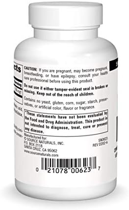 Authentic imported Source Naturals DMAE focus and memory support tablets packaging