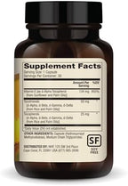 Dr. Mercola full spectrum tocopherols and tocotrienols supplement nutrition facts panel showing clean ingredients.