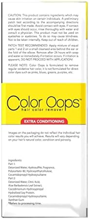 Color Oops bleach free color corrector kit showing instructions and application bottles