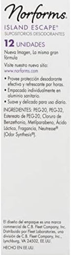Norforms 12 count box of feminine hygiene suppositories imported from USA