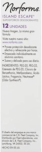 Norforms 12 count box of feminine hygiene suppositories imported from USA