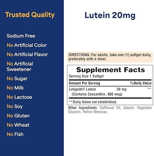 Side view of Puritan's Pride Lutein 120 count bottle