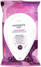 Authentic Summer's Eve pH balanced intimate cleansing cloths packaging details.