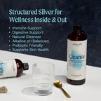 Ameo Life Structured Silver Water dietary supplement bottle back label displaying usage directions.