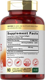 Carlyle Vitamin K2 D3 bottle label showing 200mcg K2 MK7