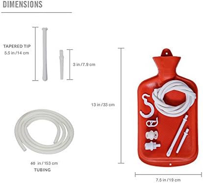 Aovioandy 2000ml enema kit showing 5 foot hose and flow control clamp accessories.