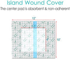 Disposable stoma waterproof cover showing flexible film and adhesive border.