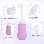 Upside-down ergonomic bidet bottle design for perineal care.