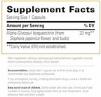 Integrative Therapeutics Alpha-Glycosyl Isoquercitrin supplement facts label listing clinical ingredients and vegetarian capsules
