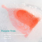 Comparison of stained and clean menstrual cup after using Pixie Dust cleaner.