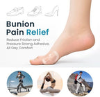 Demonstration of a clear self adhesive cushion applied to the side of a foot for friction protection.