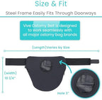 Vive ileostomy support band with zippered bottom for easy emptying
