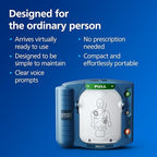 HeartStart OnSite SMART Pads cartridge installation and CPR guidance.