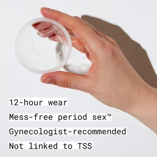 Flex menstrual disc size comparison showing 60 milliliter capacity against standard tampons.