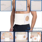 Close up of the dual segment hook and loop closure on the Flosmore hernia belt