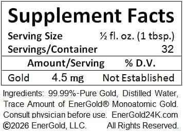 EnerGold 99.99 Percent Pure Colloidal Gold Label Details