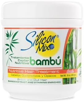 Silicon Mix Bambu Nutritive Hair Treatment jar highlighting the natural bamboo extract ingredients.