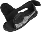 Adjustable hook and loop closures on ITODA wide fit medical footwear.
