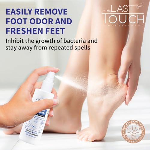 Close up of spray nozzle for easy application on clean dry feet.