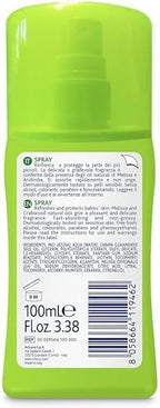 Natural baby anti mosquito spray bottle with lemon balm and andiroba oil ingredients