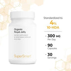 Supersmart 4 percent 10 HDA standardized royal jelly capsules for energy support