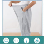 Lmaray adaptive clothing for elderly care featuring internal urine bag support.