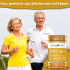 Healthy Care Royal Jelly 365 capsules packaging layout highlighting pure antioxidant protection benefits