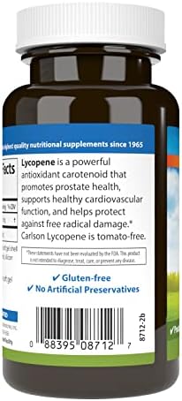 Carlson Tomato Free Lycopene dietary supplement supplement facts panel