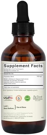 Sandhu's unflavored vegan and gluten free lung health formula label details