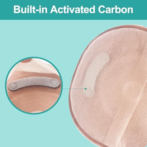 Mowell Steawoce ileostomy pouches showing the built in odor control filter and secure coupling ring