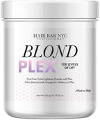 Unboxing view of the Hair Bar NYC lightener kit displaying the authentic imported USA salon quality hair bleaching products.