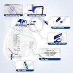 Carbou medical urinary bag showing the quick release drain port and slide clamp