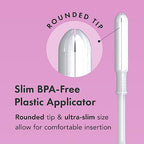 Rael slim BPA-free plastic applicator detail with anti-slip grip for easy insertion
