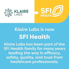 Close up of the allergen free statement on Klaire Labs Bioflavonoid Complex dietary supplement bottle.