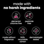 Back of package showing ingredients and usage instructions for Kotex liners