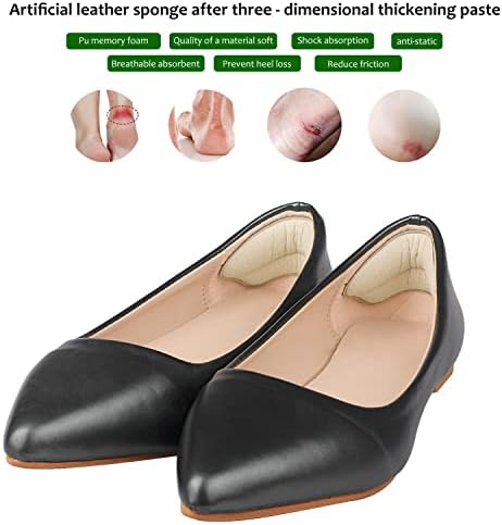 Close up of the leather texture and adhesive backing of Sargarita heel protectors