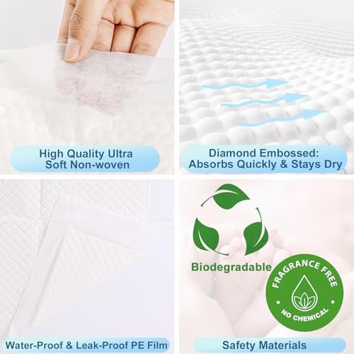 Disposable pet training pad showing liquid absorption technology