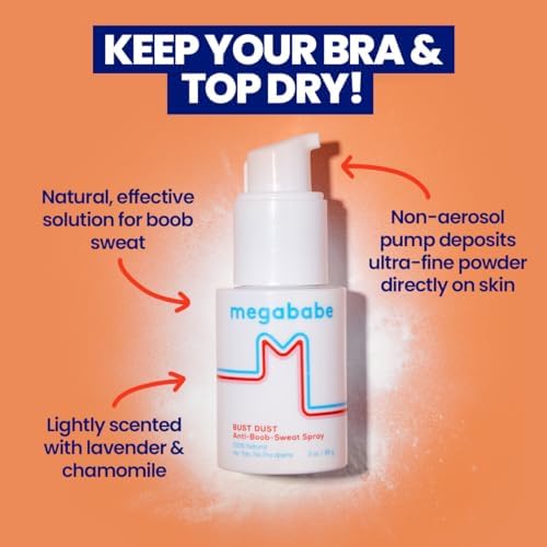 Talc-free Megababe body powder pump dispenser for easy application.