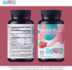 LIVS Relax Plus vegetarian gluten-free pectin gummies bottle side view close up