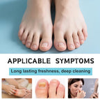 Antimicrobial foot sanitizer spray bottle showing tea tree oil ingredient details