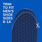 Bottom view of Dr. Scholl's insoles highlighting the trim-to-fit size guide.