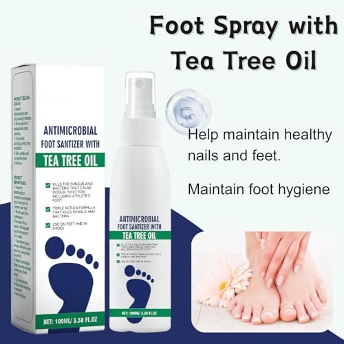 Fast drying shoe and sock deodorizer spray being applied to athletic footwear