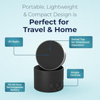 LectroFan Micro2 portable speaker being used for hands-free calls via built-in microphone.