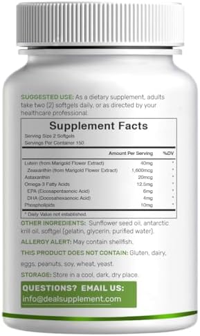 Deal Supplement eye defense formula highlighting third party lab tested and non GMO quality seals.