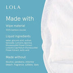 LOLA hypoallergenic feminine wipes pouch for sensitive skin use.