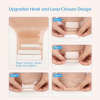 Heagimed medical ostomy kit displaying twenty pieces of opaque beige pouches and ten flanges
