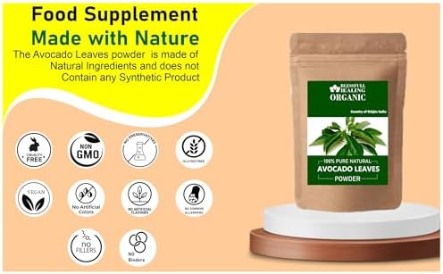 Finely ground organic avocado leaves for tea and smoothie preparation.